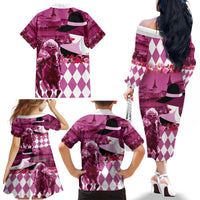 Kentucky Racing Horses Derby Hat Lady Family Matching Off The Shoulder Long Sleeve Dress and Hawaiian Shirt Churchill Downs and Roses Pink Out - Wonder Print Shop