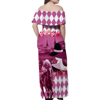 Kentucky Racing Horses Derby Hat Lady Family Matching Off Shoulder Maxi Dress and Hawaiian Shirt Churchill Downs and Roses Pink Out - Wonder Print Shop