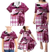 Kentucky Racing Horses Derby Hat Lady Family Matching Puletasi and Hawaiian Shirt Churchill Downs and Roses Pink Out - Wonder Print Shop