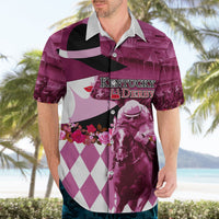 Kentucky Racing Horses Derby Hat Lady Hawaiian Shirt Churchill Downs and Roses Pink Out - Wonder Print Shop