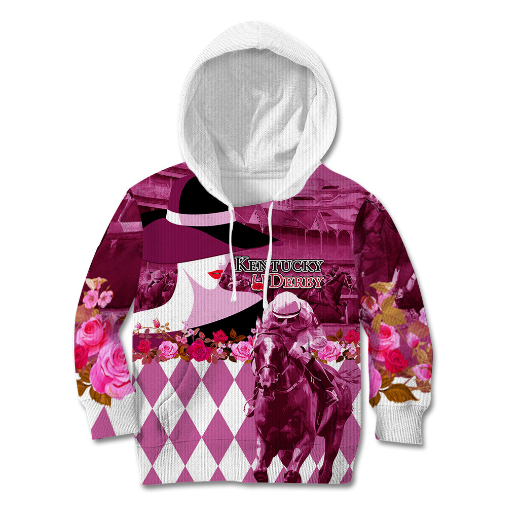 Kentucky Racing Horses Derby Hat Lady Kid Hoodie Churchill Downs and Roses Pink Out - Wonder Print Shop
