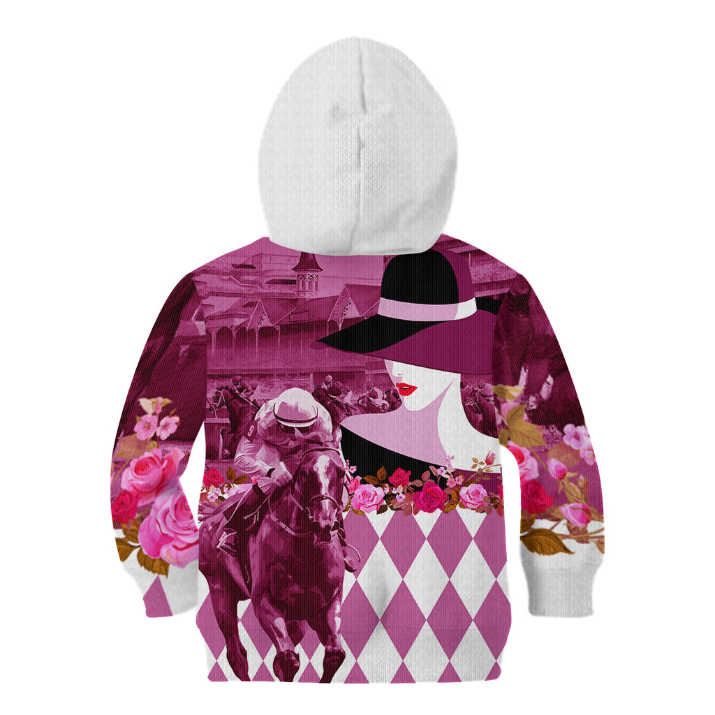Kentucky Racing Horses Derby Hat Lady Kid Hoodie Churchill Downs and Roses Pink Out - Wonder Print Shop