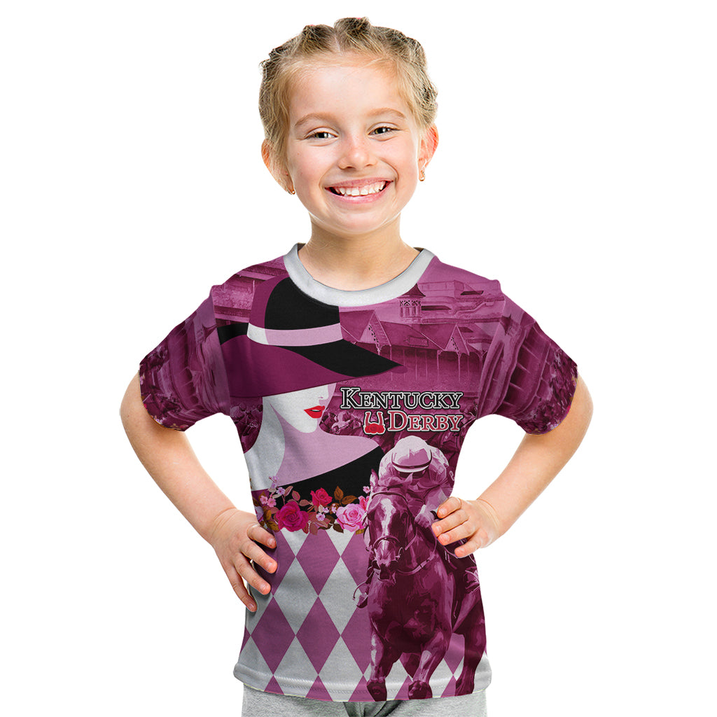 Kentucky Racing Horses Derby Hat Lady Kid T Shirt Churchill Downs and Roses Pink Out - Wonder Print Shop