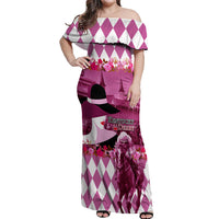 Kentucky Racing Horses Derby Hat Lady Off Shoulder Maxi Dress Churchill Downs and Roses Pink Out - Wonder Print Shop