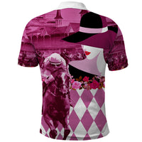 Kentucky Racing Horses Derby Hat Lady Polo Shirt Churchill Downs and Roses Pink Out - Wonder Print Shop