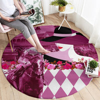 Kentucky Racing Horses Derby Hat Lady Round Carpet Churchill Downs and Roses Pink Out