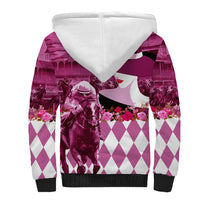 Kentucky Racing Horses Derby Hat Lady Sherpa Hoodie Churchill Downs and Roses Pink Out - Wonder Print Shop