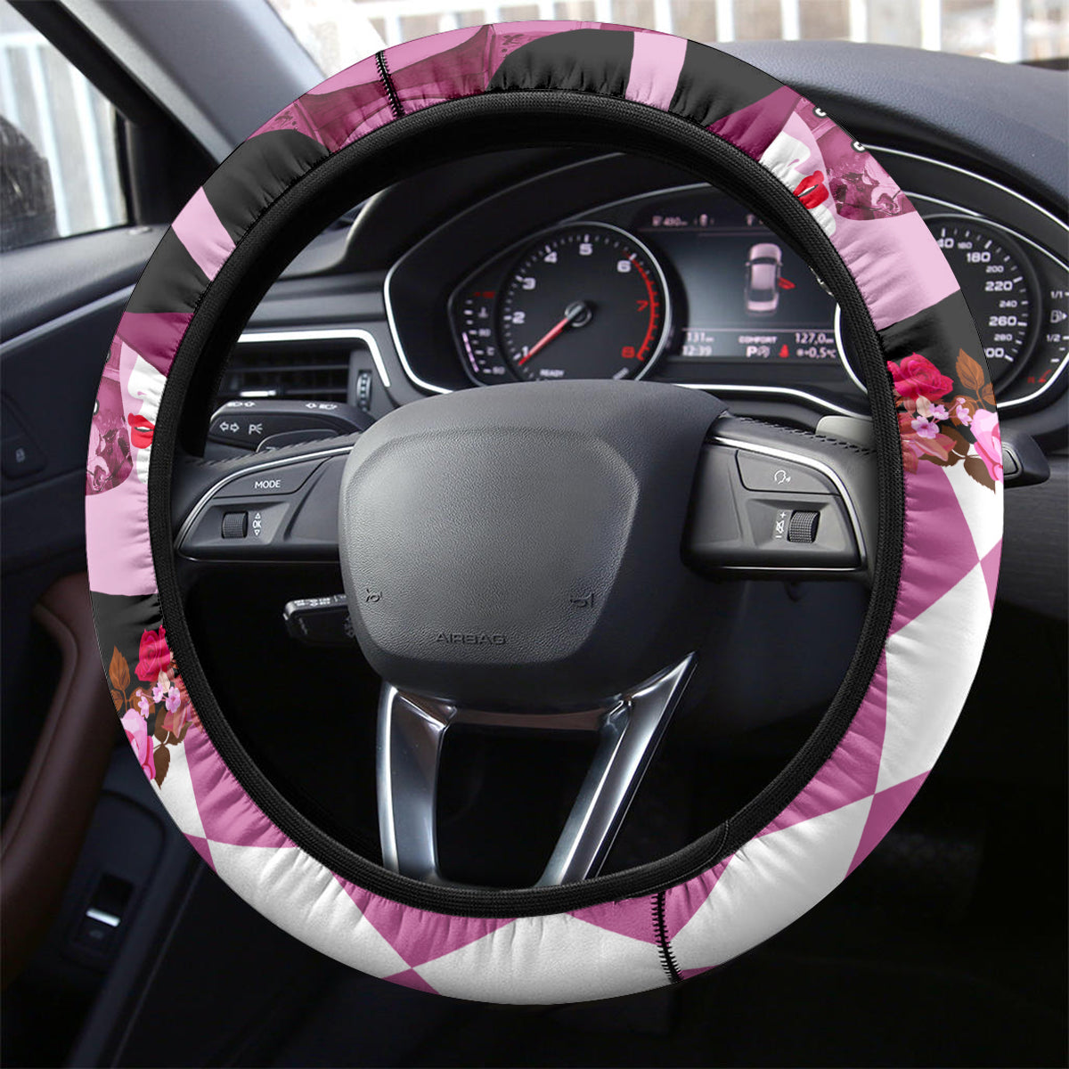 Kentucky Racing Horses Derby Hat Lady Steering Wheel Cover Churchill Downs and Roses Pink Out - Wonder Print Shop