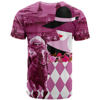 Kentucky Racing Horses Derby Hat Lady T Shirt Churchill Downs and Roses Pink Out - Wonder Print Shop