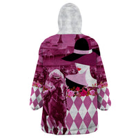 Kentucky Racing Horses Derby Hat Lady Wearable Blanket Hoodie Churchill Downs and Roses Pink Out - Wonder Print Shop