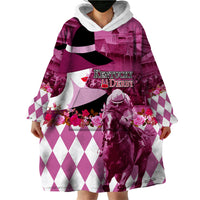 Kentucky Racing Horses Derby Hat Lady Wearable Blanket Hoodie Churchill Downs and Roses Pink Out - Wonder Print Shop