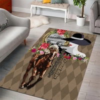 Kentucky Racing Horses Derby Hat Woman Area Rug Churchill Downs and Shoehorse Roses - Wonder Print Shop
