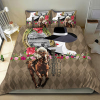 Kentucky Racing Horses Derby Hat Woman Bedding Set Churchill Downs and Shoehorse Roses - Wonder Print Shop