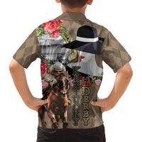 Kentucky Racing Horses Derby Hat Woman Kid Hawaiian Shirt Churchill Downs and Shoehorse Roses - Wonder Print Shop