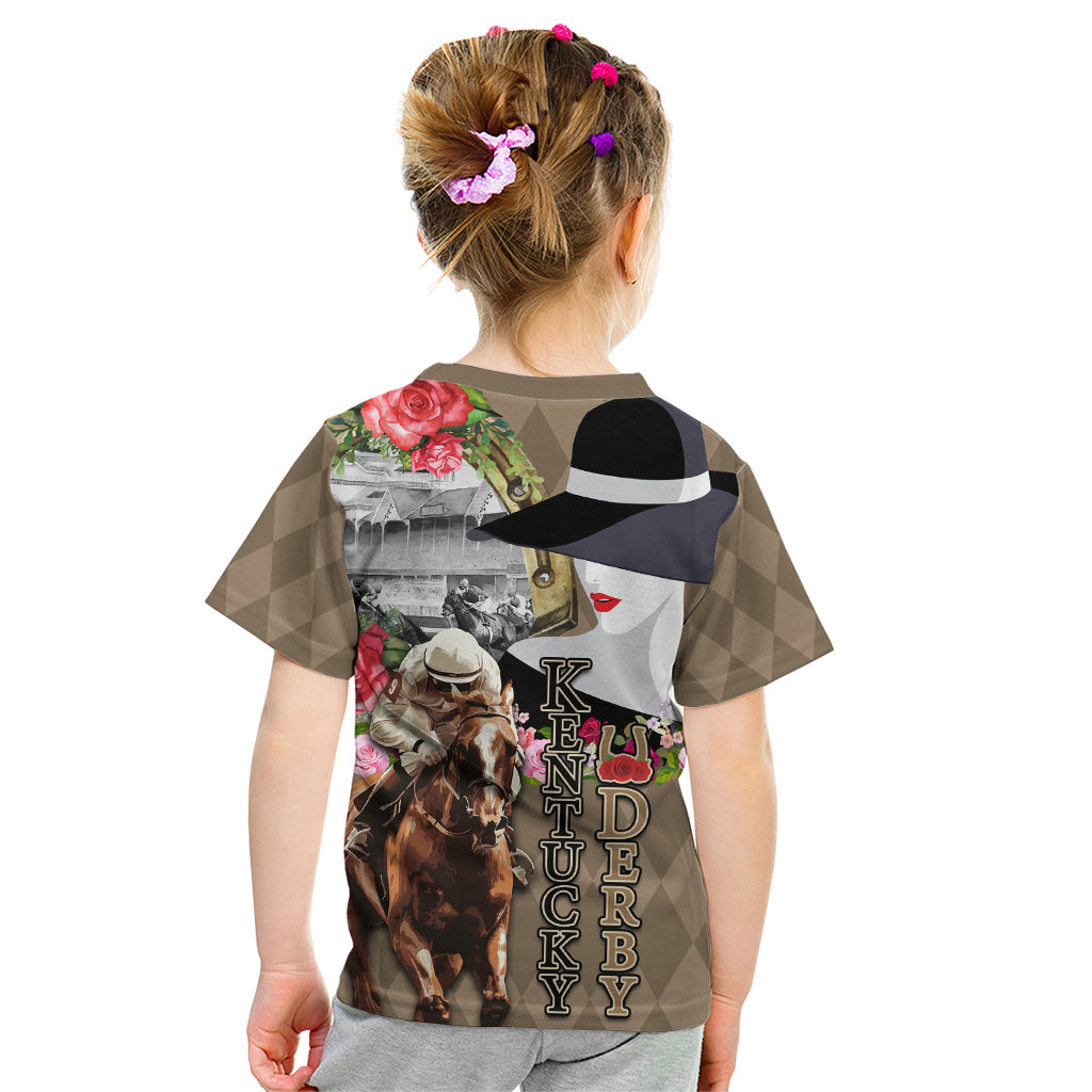 Kentucky Racing Horses Derby Hat Woman Kid T Shirt Churchill Downs and Shoehorse Roses - Wonder Print Shop