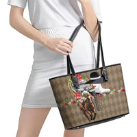 Kentucky Racing Horses Derby Hat Woman Leather Tote Bag Churchill Downs and Shoehorse Roses - Wonder Print Shop