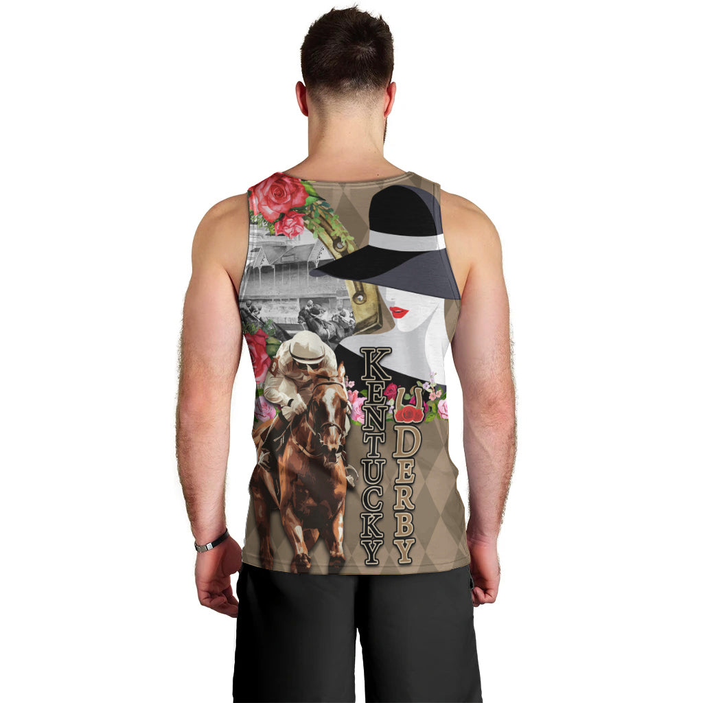 Kentucky Racing Horses Derby Hat Woman Men Tank Top Churchill Downs and Shoehorse Roses - Wonder Print Shop