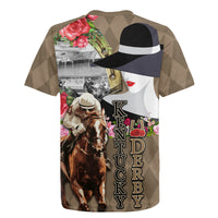 Kentucky Racing Horses Derby Hat Woman Rugby Jersey Churchill Downs and Shoehorse Roses - Wonder Print Shop