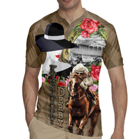 Kentucky Racing Horses Derby Hat Woman Rugby Jersey Churchill Downs and Shoehorse Roses - Wonder Print Shop