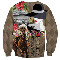 Kentucky Racing Horses Derby Hat Woman Sweatshirt Churchill Downs and Shoehorse Roses - Wonder Print Shop
