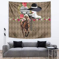 Kentucky Racing Horses Derby Hat Woman Tapestry Churchill Downs and Shoehorse Roses - Wonder Print Shop