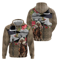 Kentucky Racing Horses Derby Hat Woman Zip Hoodie Churchill Downs and Shoehorse Roses - Wonder Print Shop