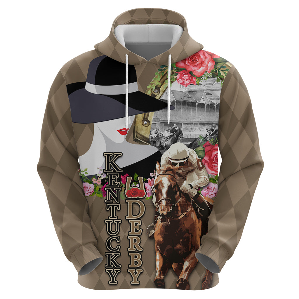 Kentucky Racing Horses Derby Hat Woman Zip Hoodie Churchill Downs and Shoehorse Roses - Wonder Print Shop