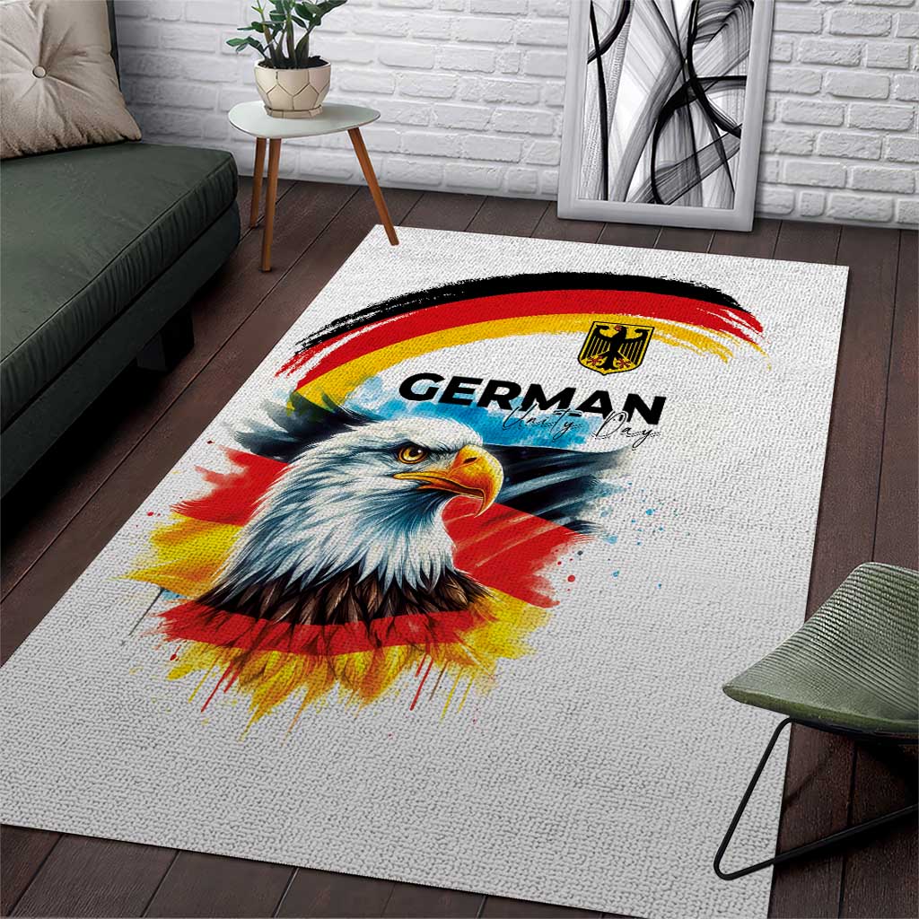 German Unity Day Area Rug Germany Flag with Eagle Head and Emblem