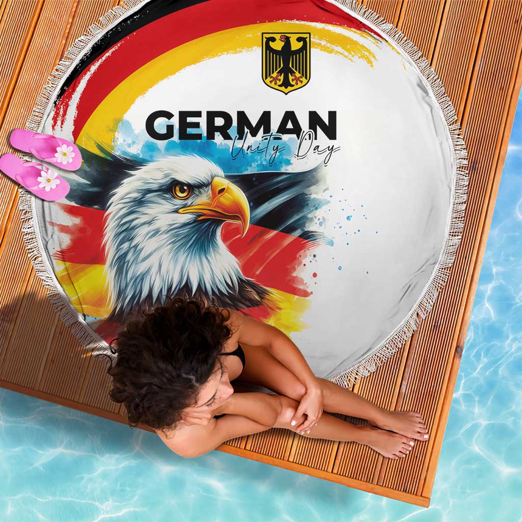 German Unity Day Beach Blanket Germany Flag with Eagle Head and Emblem