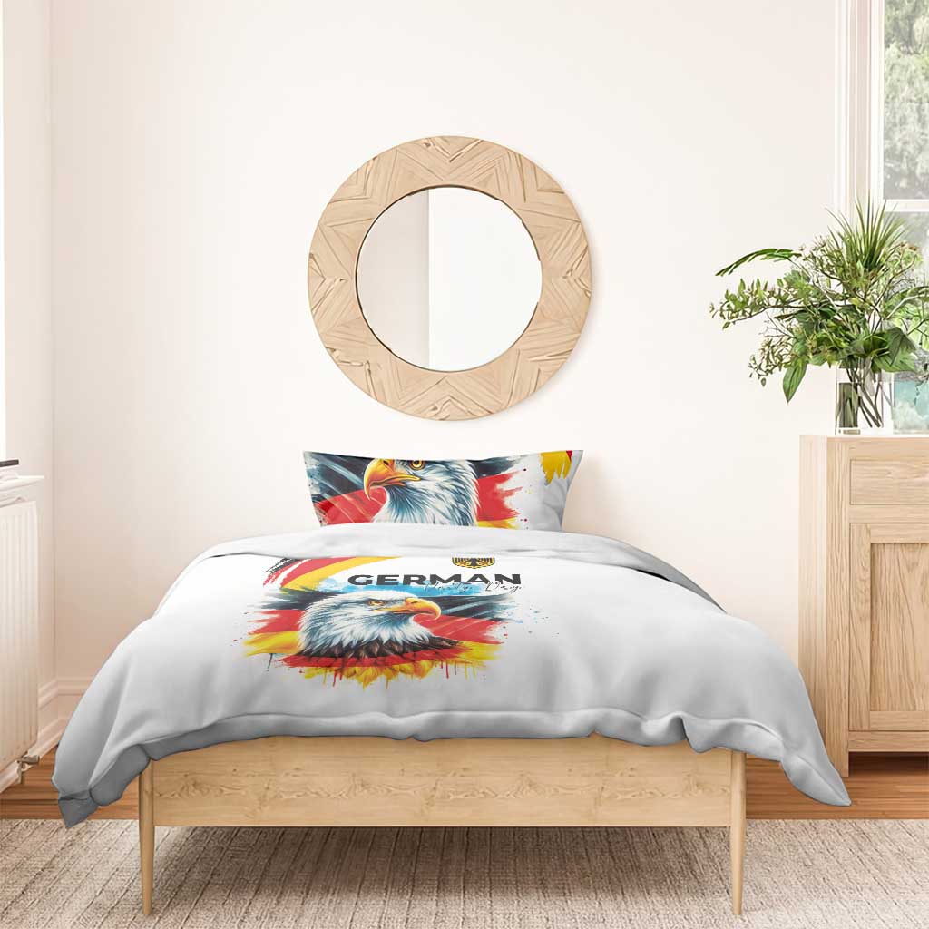 German Unity Day Bedding Set Germany Flag with Eagle Head and Emblem