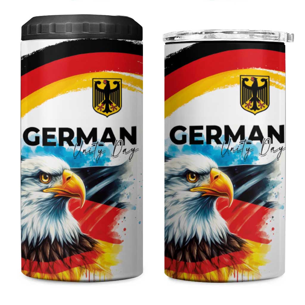 German Unity Day 4 in 1 Can Cooler Tumbler Germany Flag with Eagle Head and Emblem