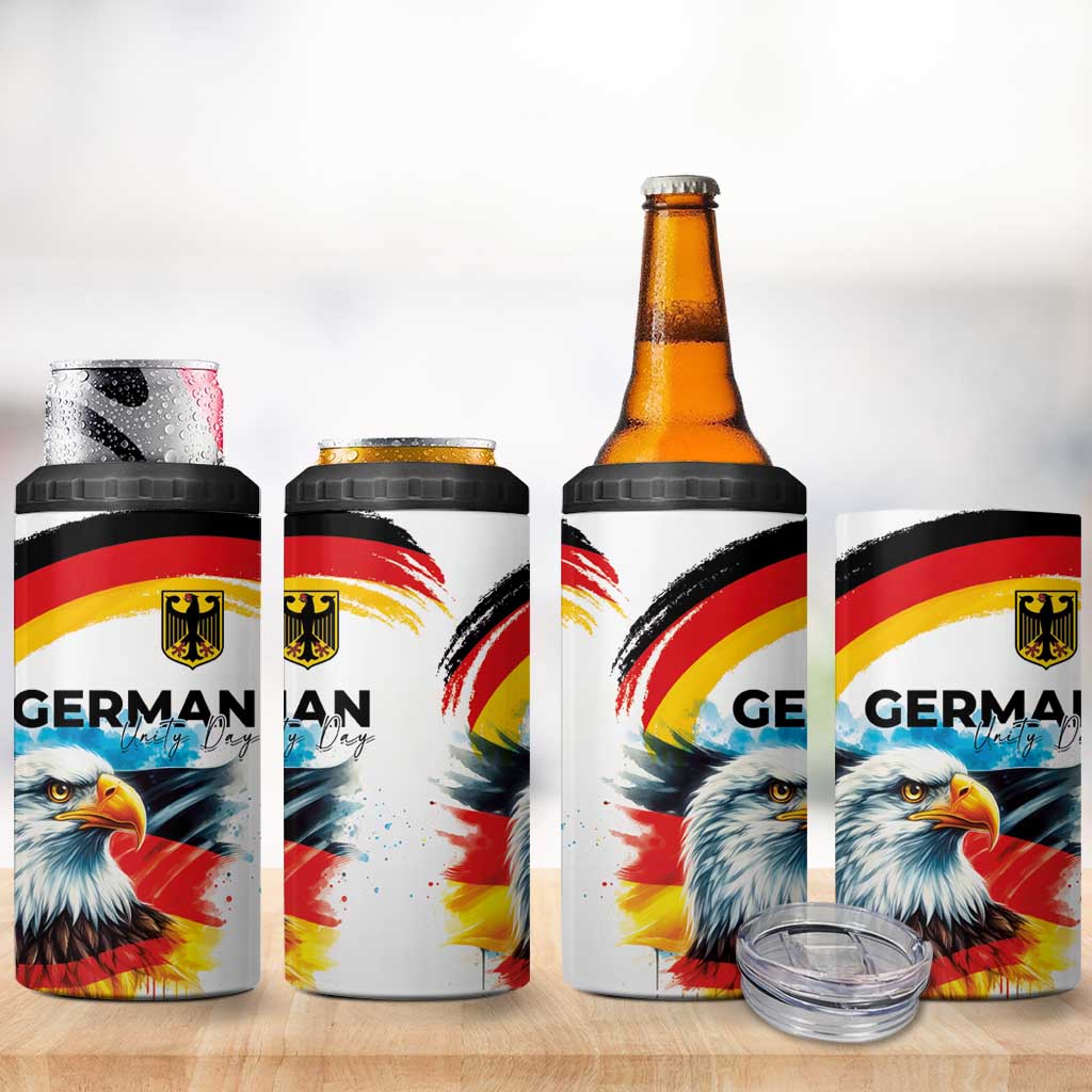 German Unity Day 4 in 1 Can Cooler Tumbler Germany Flag with Eagle Head and Emblem