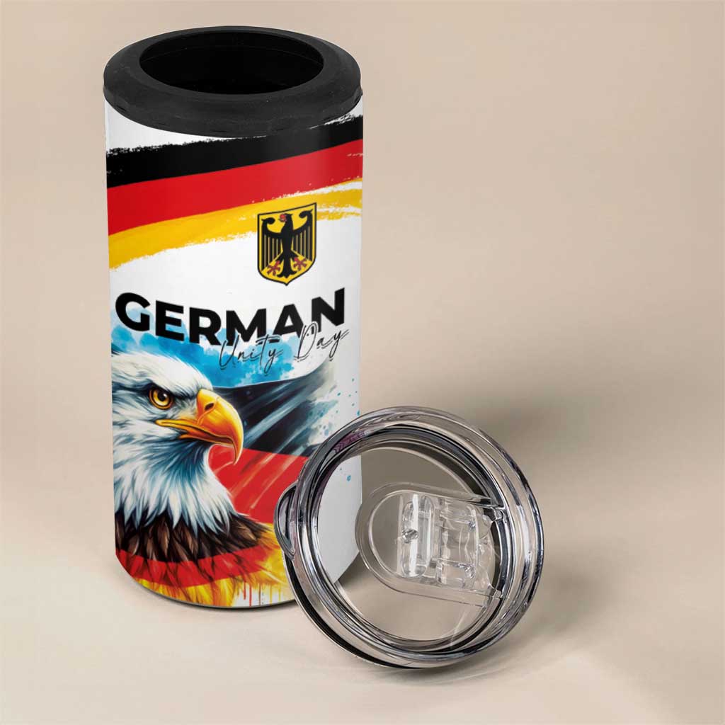 German Unity Day 4 in 1 Can Cooler Tumbler Germany Flag with Eagle Head and Emblem