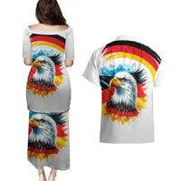 German Unity Day Couples Matching Puletasi and Hawaiian Shirt Germany Flag with Eagle Head and Emblem
