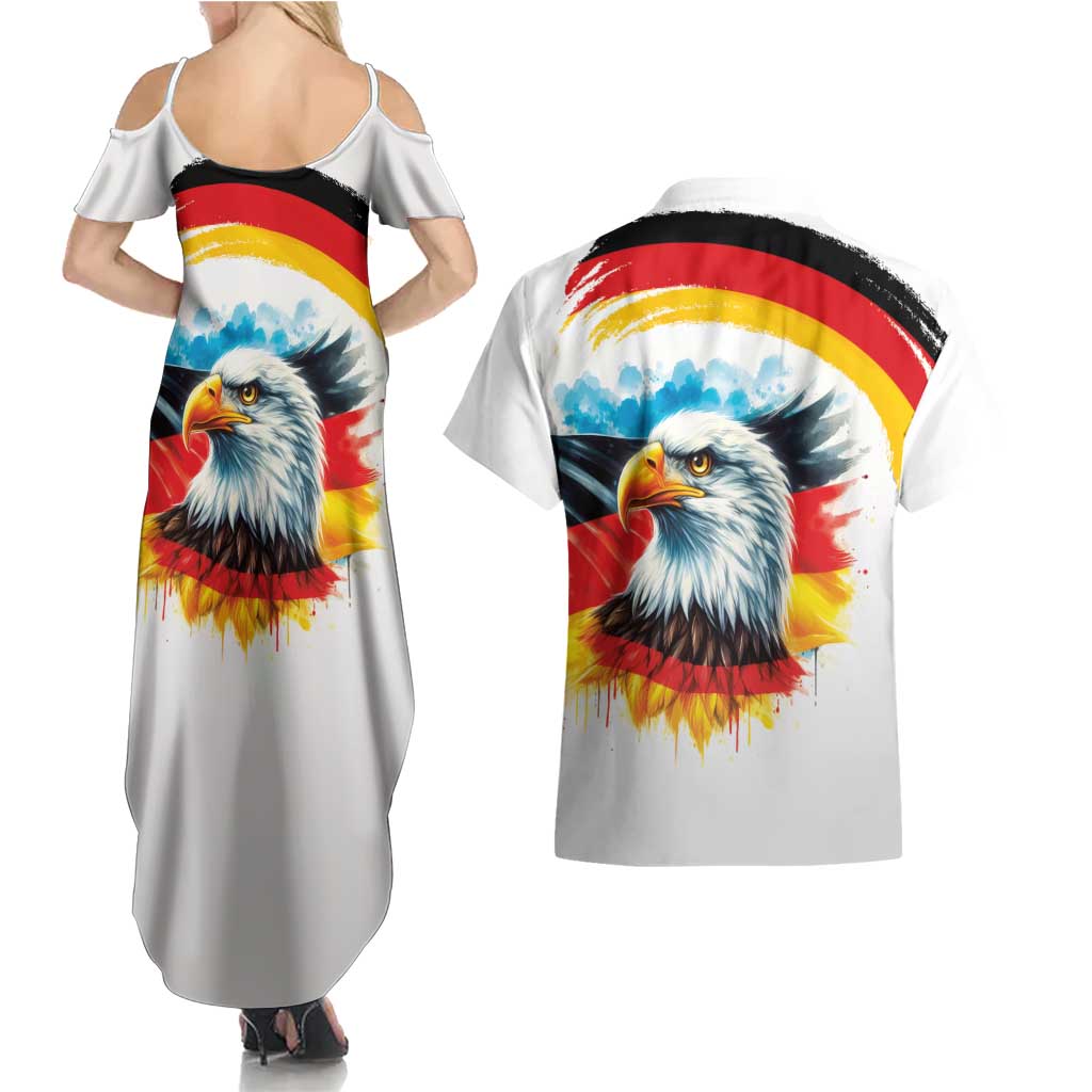 German Unity Day Couples Matching Summer Maxi Dress and Hawaiian Shirt Germany Flag with Eagle Head and Emblem