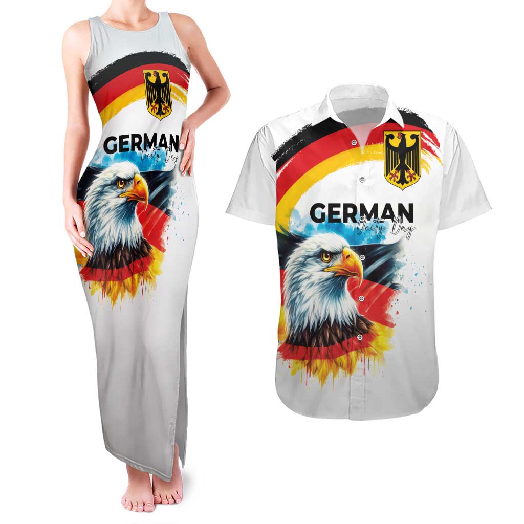 German Unity Day Couples Matching Tank Maxi Dress and Hawaiian Shirt Germany Flag with Eagle Head and Emblem