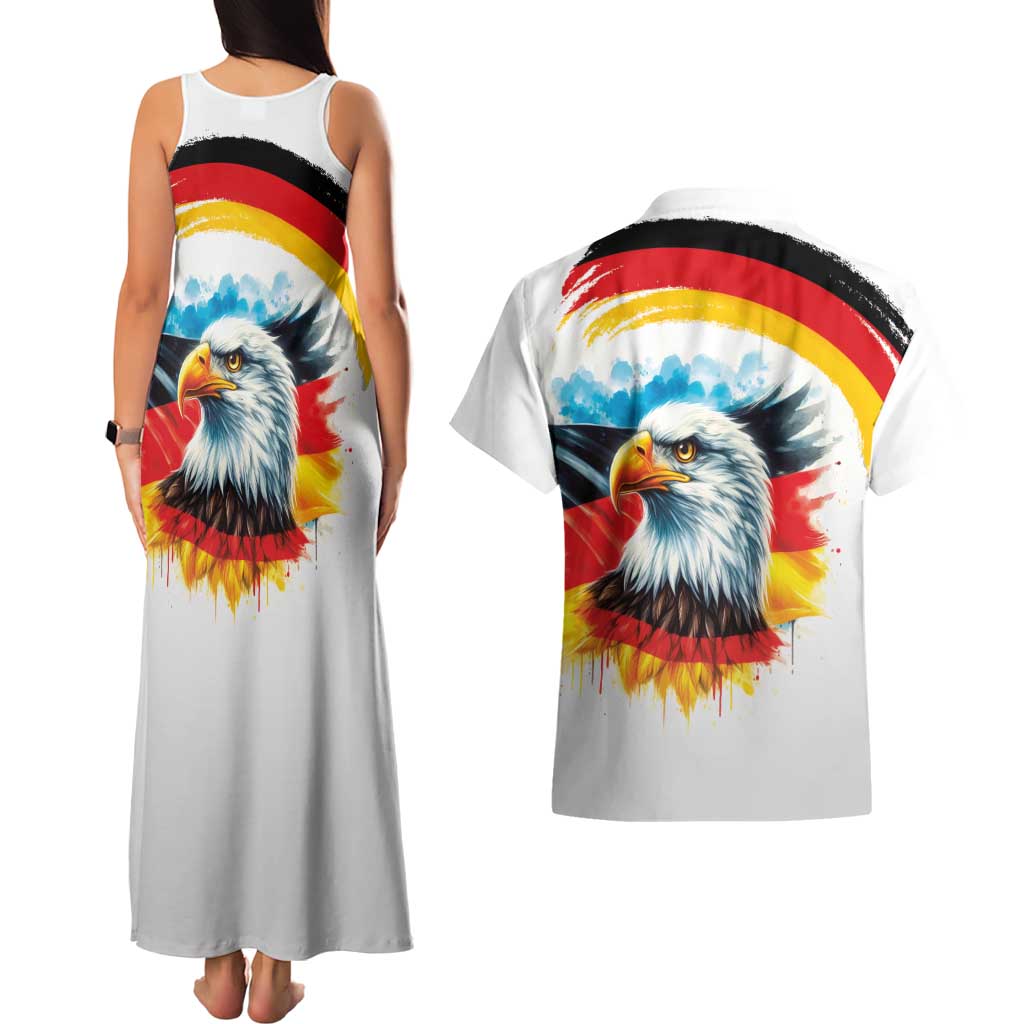 German Unity Day Couples Matching Tank Maxi Dress and Hawaiian Shirt Germany Flag with Eagle Head and Emblem