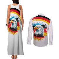German Unity Day Couples Matching Tank Maxi Dress and Long Sleeve Button Shirt Germany Flag with Eagle Head and Emblem