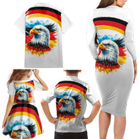 German Unity Day Family Matching Long Sleeve Bodycon Dress and Hawaiian Shirt Germany Flag with Eagle Head and Emblem