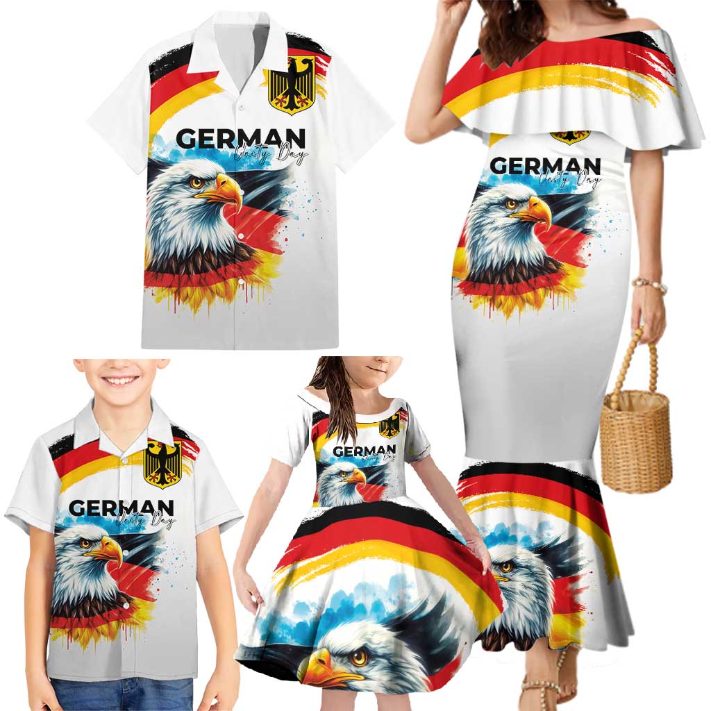 German Unity Day Family Matching Mermaid Dress and Hawaiian Shirt Germany Flag with Eagle Head and Emblem