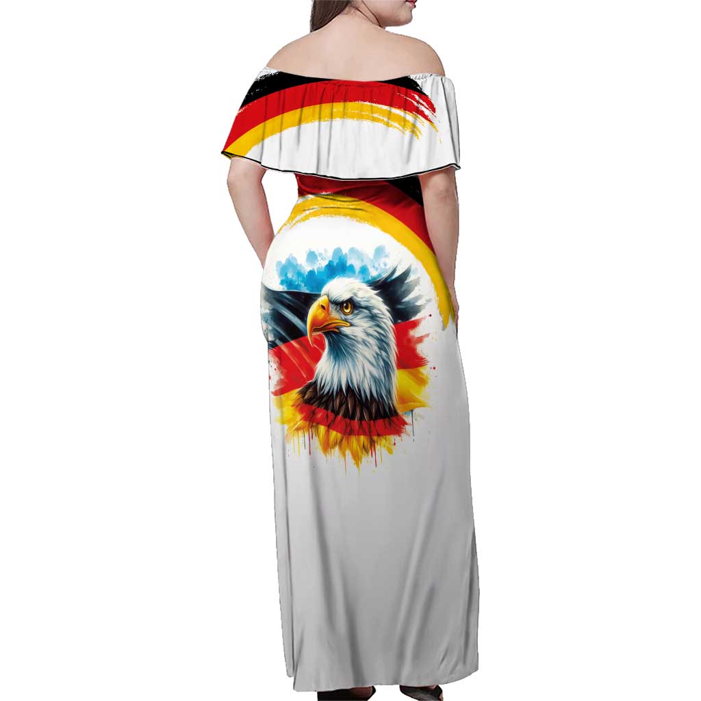German Unity Day Family Matching Off Shoulder Maxi Dress and Hawaiian Shirt Germany Flag with Eagle Head and Emblem