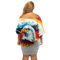 German Unity Day Family Matching Off Shoulder Short Dress and Hawaiian Shirt Germany Flag with Eagle Head and Emblem
