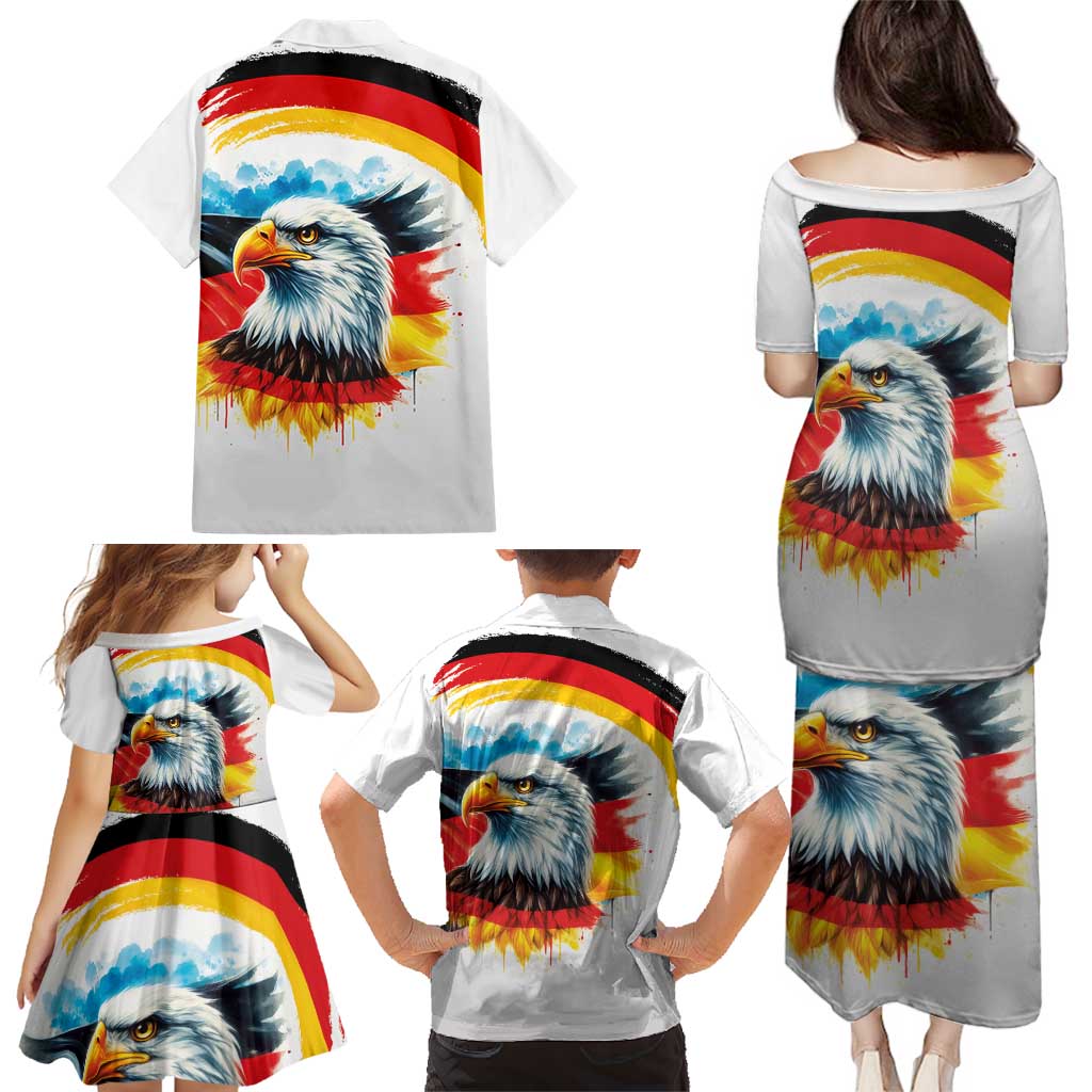 German Unity Day Family Matching Puletasi and Hawaiian Shirt Germany Flag with Eagle Head and Emblem