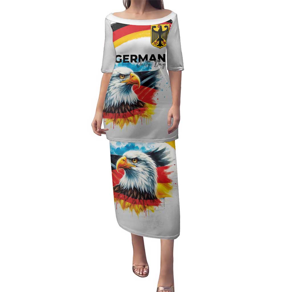 German Unity Day Family Matching Puletasi and Hawaiian Shirt Germany Flag with Eagle Head and Emblem