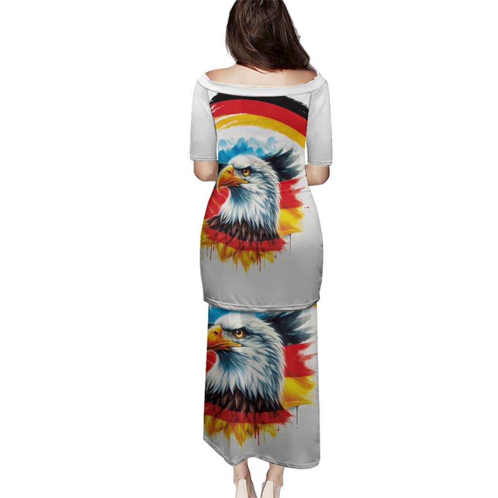German Unity Day Family Matching Puletasi and Hawaiian Shirt Germany Flag with Eagle Head and Emblem