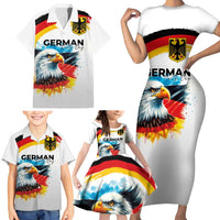 German Unity Day Family Matching Short Sleeve Bodycon Dress and Hawaiian Shirt Germany Flag with Eagle Head and Emblem