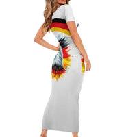 German Unity Day Family Matching Short Sleeve Bodycon Dress and Hawaiian Shirt Germany Flag with Eagle Head and Emblem
