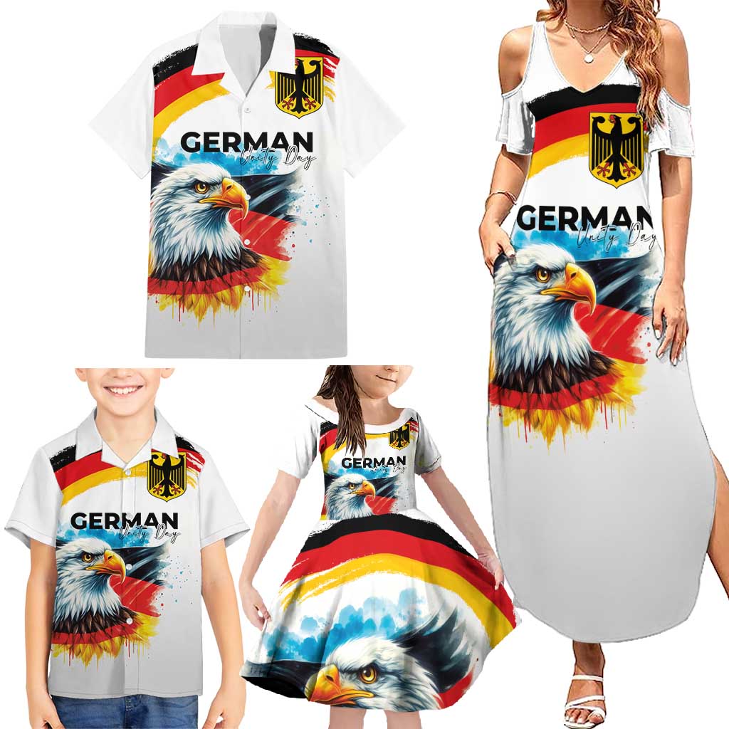 German Unity Day Family Matching Summer Maxi Dress and Hawaiian Shirt Germany Flag with Eagle Head and Emblem