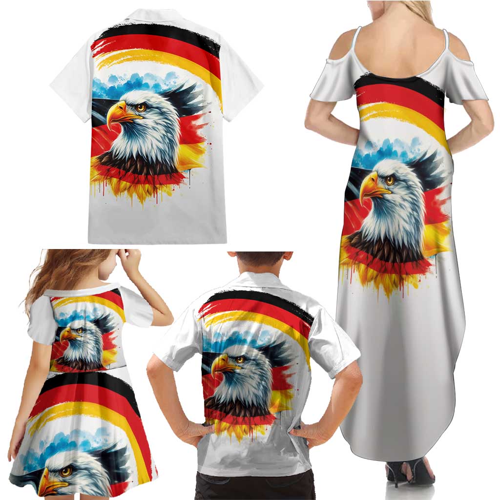 German Unity Day Family Matching Summer Maxi Dress and Hawaiian Shirt Germany Flag with Eagle Head and Emblem