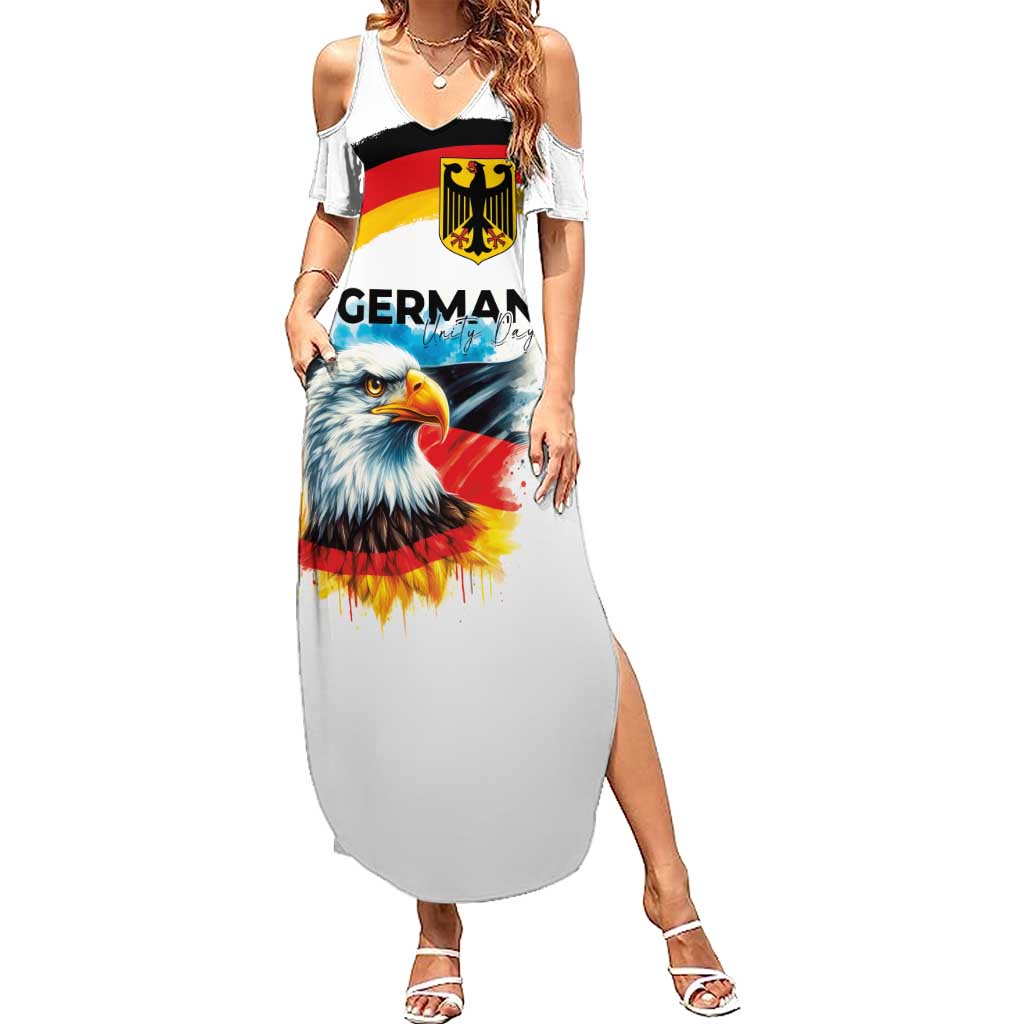 German Unity Day Family Matching Summer Maxi Dress and Hawaiian Shirt Germany Flag with Eagle Head and Emblem